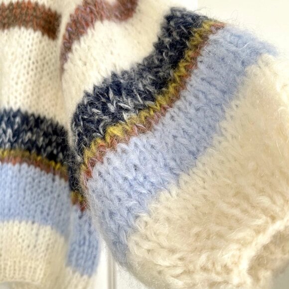 Maiami Mohair Wool Oversized Open Front Bomber Cardigan in Ivory Multi Size XS - Picture 7 of 10